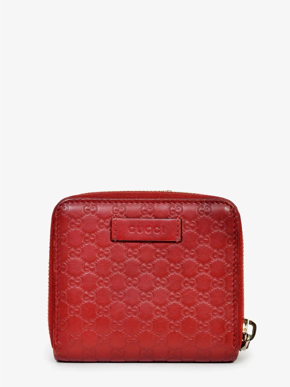 Gucci Red Guccissima Embossed Leather Compact Wallet